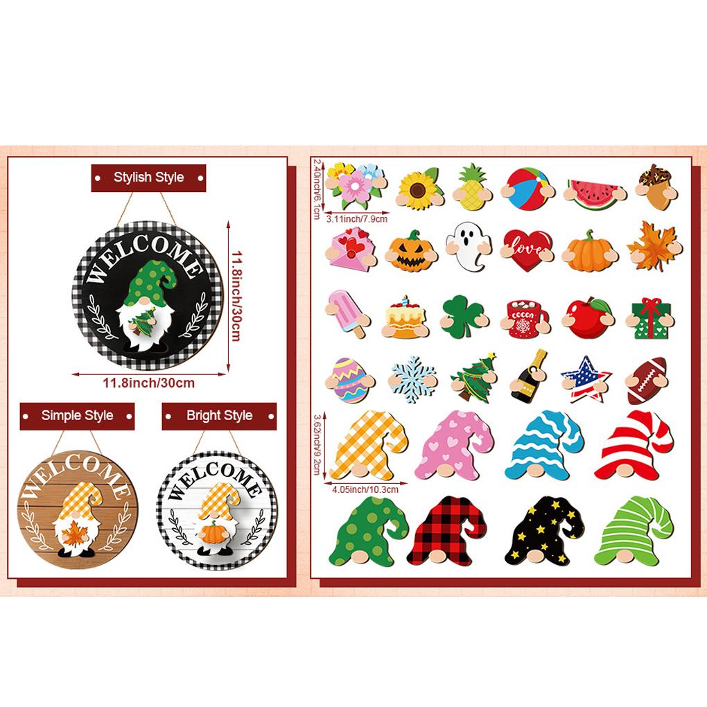 Interchangeable Winter Gnome Welcome Sign Exquisite Wood Decor For Front Door And Porch Christmas Gnomes Decorations