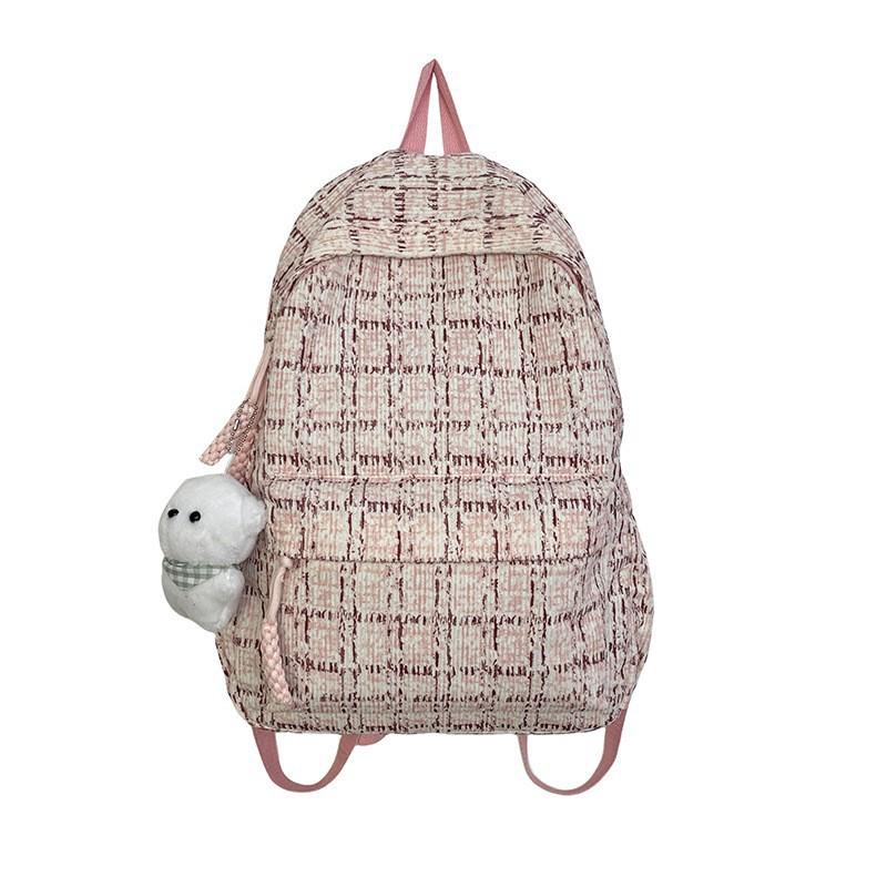 Japanese Ins Style Small Fresh Plaid Schoolbag Junior High School Students Campus Backpack Girl Travel