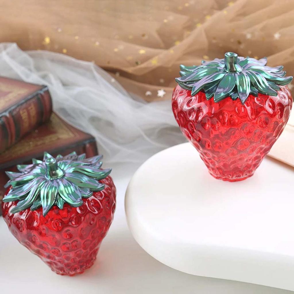 Strawberry Storage Box Silicone Mold Set DIY Fruit Ornaments Candle Jar Molds Plaster Crystal Epoxy Resin Vase Craft Making