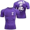 Summer Men Compressed Shirt Sports Quick Drying Fitness T-shirt Tight Faith Inspired" Back Print Jersey - Stretchy Short Sleeve