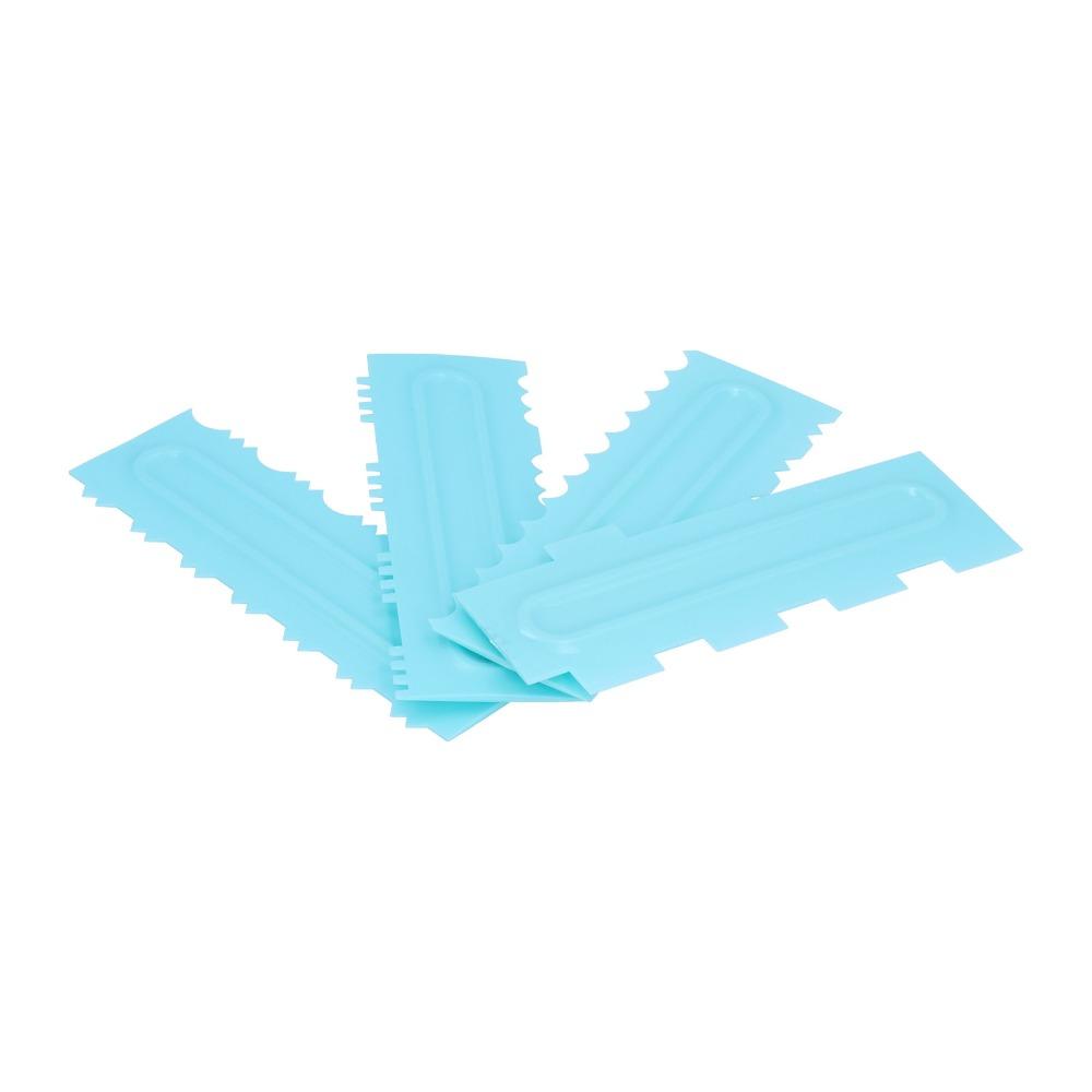 4PCS Patterned Edge Cake Decorating Scraper Plastic Icing Smoother Cake Decorating Comb DIY Baking