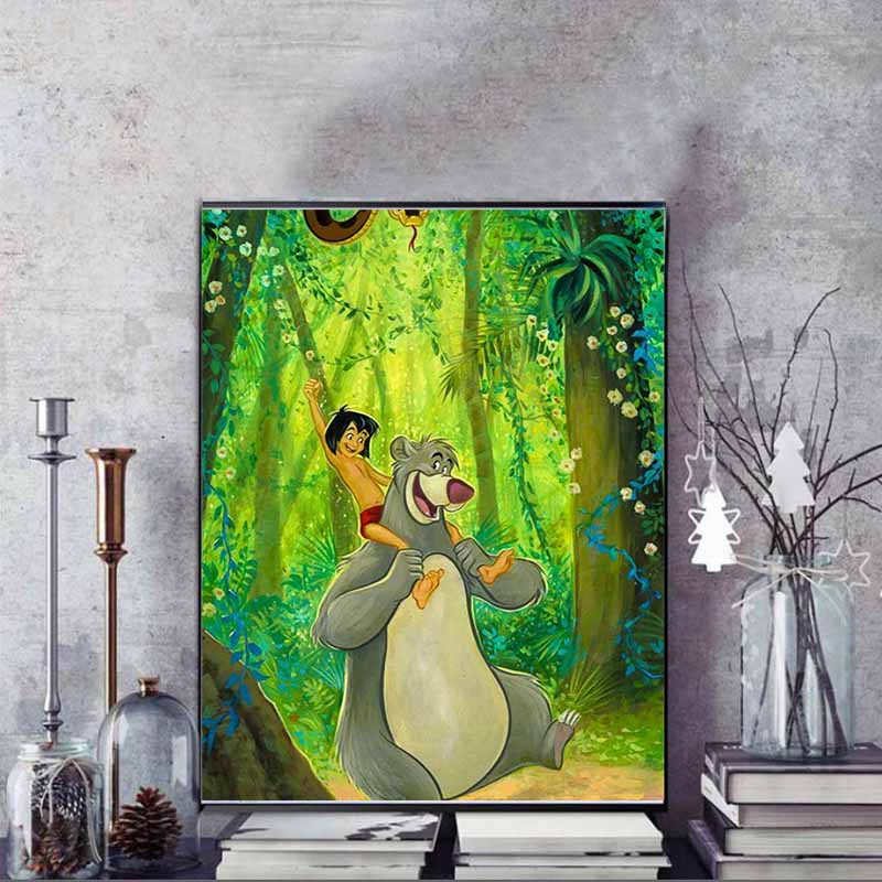 Disney 5D DIY Diamantmalerei Mowgli und Balu der Bär Zeichentrickfilm Voll Diamant Mosaik Kunst Wanddekoration Set