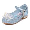 Girls' Princess Shoes Spring and Autumn Fashion New High-Heeled Leather Shoes Soft Sole Velcro Sequin Elsa Crystal Shoes for Girls