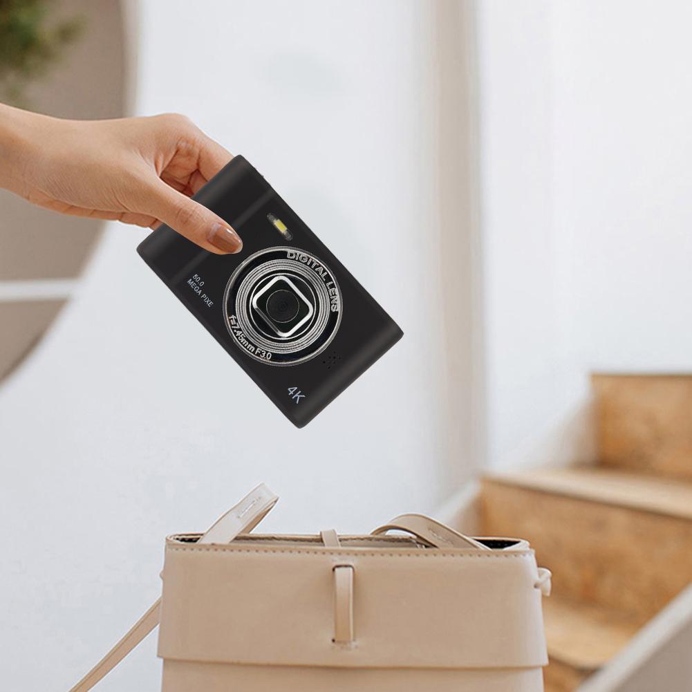 4K Digital Camera 2.4 Inch IPS Screen Campus Selfie Mini Retro Camera with Flashlight Outdoor Child Camera Front Rear Cam