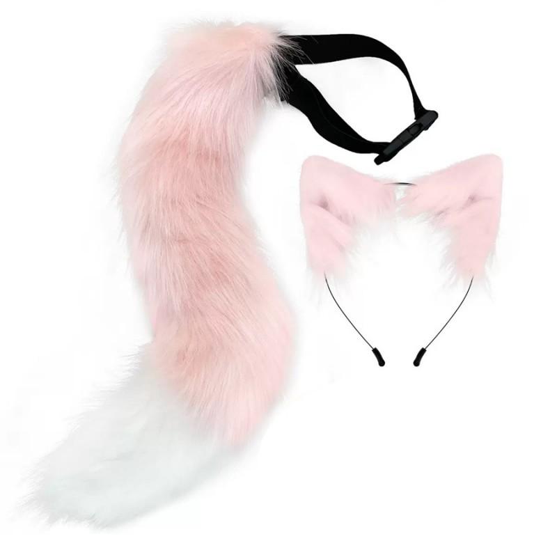 Furry Animal Ear Headband Tail Set Cosplay Costume Accessory Anime Convention Party Adult