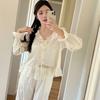 Ice silk jacquard autumn new pajamas women's Japanese sweet long-sleeved court style girl loungewear Xiaoxiangfeng pajamas