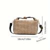 Straw-Textured Crossbody Bag for Women Small Square Pillow-Shaped Handbag with Zipper Closure Detachable Strap Vintage Handbag