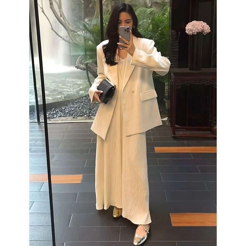 

mm plus Size Утягивающее платье-комбинация Костюм-двойка Off-white suit L([Recommended 56.00 kg-62.50 kg]])