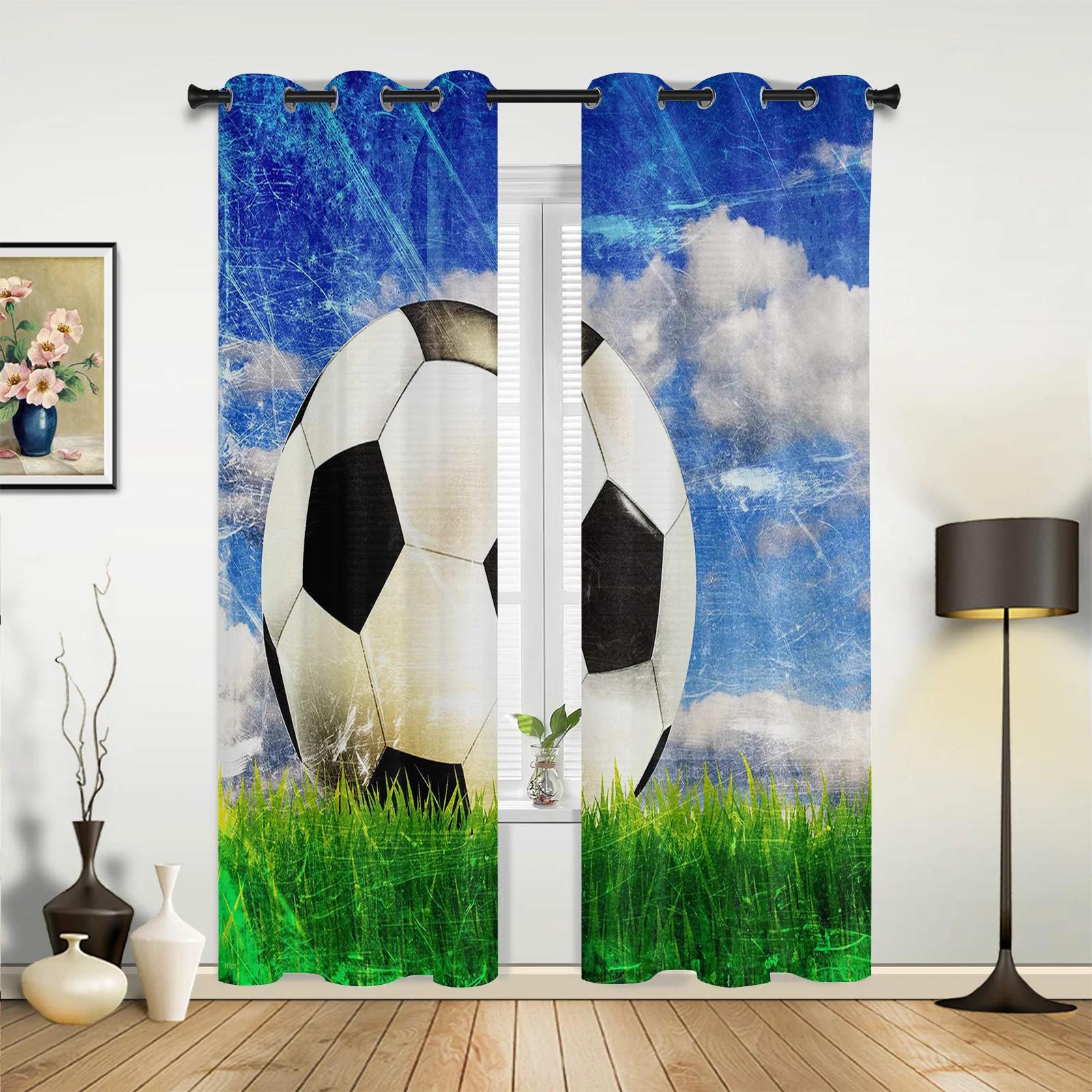 

Футбольное поле Дизайн Зеленые шторы для спальни Гостиная Шторы Кухня Детская комната Оконные шторы Домашний декор 135W x 60H(cm) x1