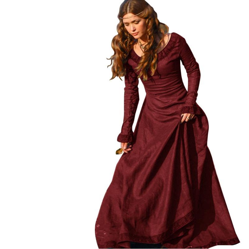 

Classical, Halloween, Christmas party Long Sleeve Crew Neck Slim Fit Ladies Dress S красный