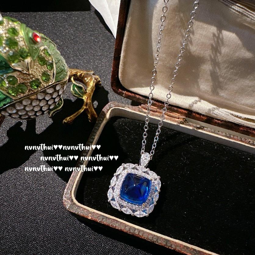 Anel Floco de Neve de Safira de Madagascar Banhado a Ouro 18K Vintage, Brincos de Flor em Zircônia Azul Real