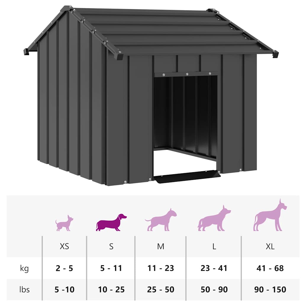 Vidaxl Dog House Buda With Roof, 85X107X81 Cm, Galvanized Steel