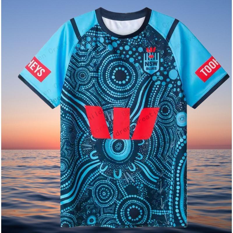 

Australian NRL NSW Blues Jersey Training Jersey Kids Uniform for Adults Wall Climbing and Trail Running Camping Drifit Tees L