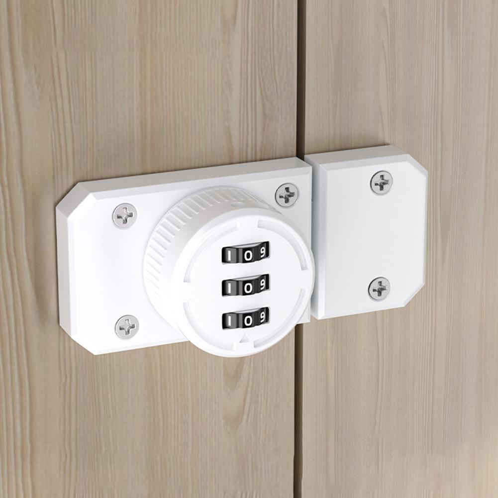 מנעול מגירה לדלתות ארון, ללא מפתח, מסגסוגת אבץ, מנעול דלת קומבינציה מסתובב 3 ספרות, מנעול ארון אבטחה נגד גניבה