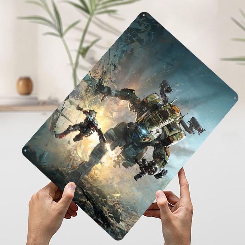 TitanFall Gaming Printed Poster Customized Wall Art Retro Vintage Metal Tin Signs for Home Living Room Decorations Desk Decor