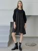 Avang Dot Ribbon Shirring Mini Dress - Black