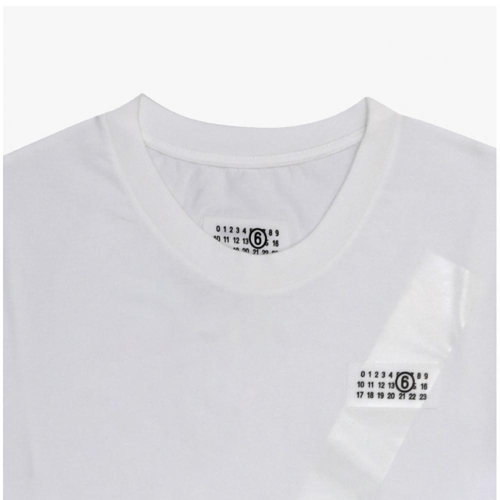 MaiSon Margiela S52gc0336 M20048 101 Mm6 Numbering Logo Patch Women S Short Sleeve Tee