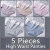 5 pçs/set calcinha feminina de cintura alta respirável algodão cuecas senhoras cuecas plus size M-XXXXXL