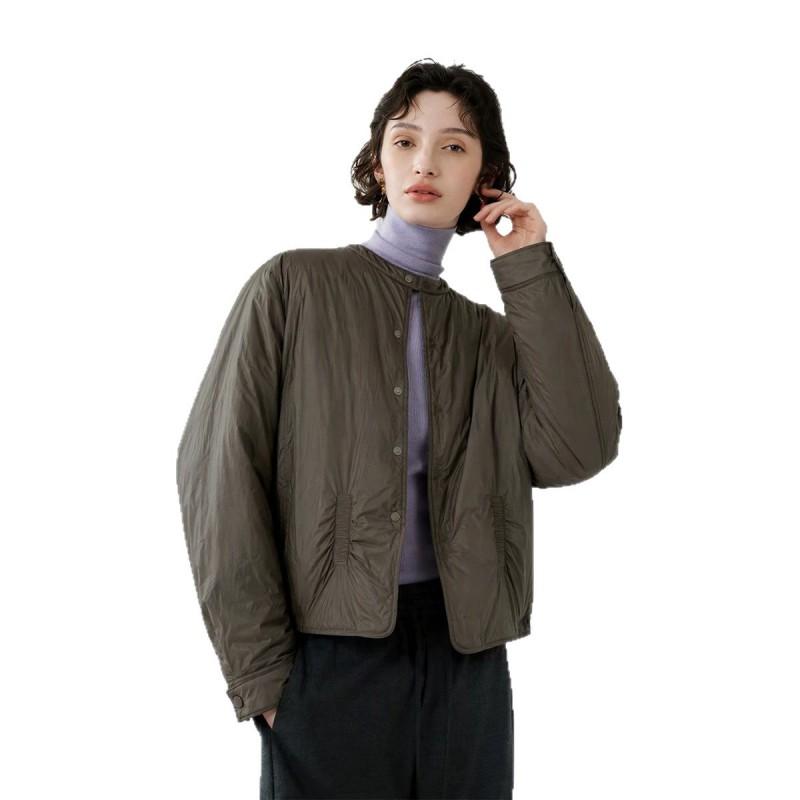 2026 Winter Short Stand Collar Lightweight 90% White Goose Down Jacket Women Simple Versatile Warm Coat