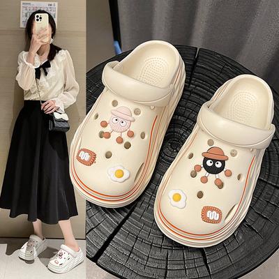 Hole Shoes Women'S Indoor Home Non-Slip Thick-Soled Outer Bag Head Slippers Internet Celebrity Eva Stepping On Shit Sandals