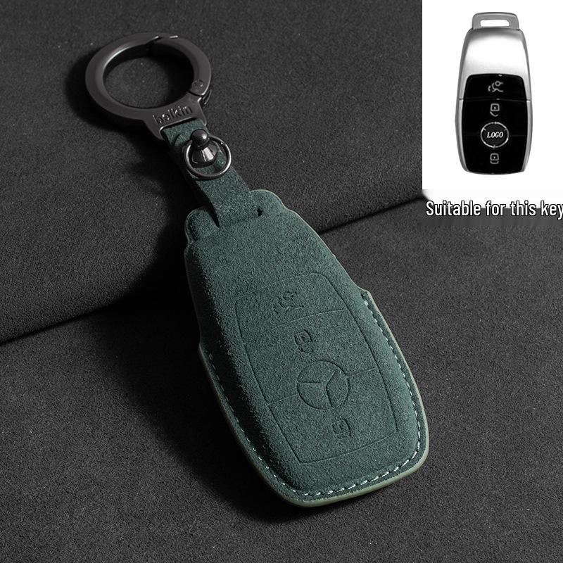 Mercedes Key Case with Alcantara, Compatible with E-Class, S-Class, C-Class, B-Class, GLC, GLB—Full Coverage Protection
