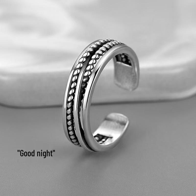 Pánský nastavitelný retro hip-hopový prsten na ukazováček - Otevřený, univerzální jednoduchý trendy prsten