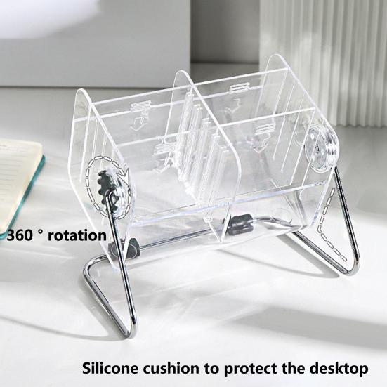 Desktop Organizer Adjustable 6 Grids Plastic Pen Holder Make-up Stationery Storage Box Office Accessories