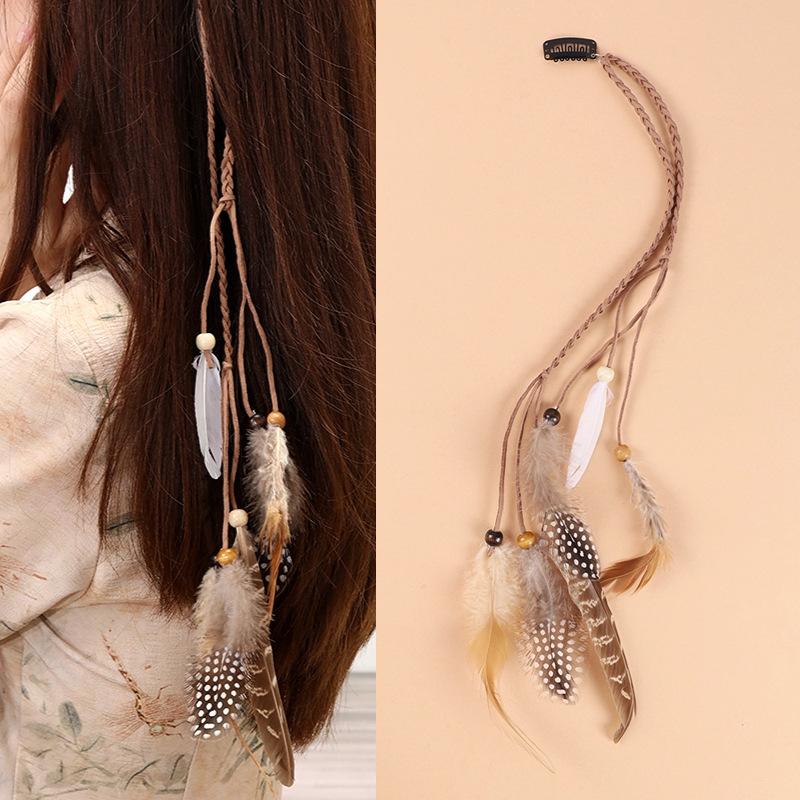 Bohemian Feather Hairband Women'S Festive Masquerade Carnival Hippies Costume Indian Prom Gypsy Long Tassel Hair Accessories