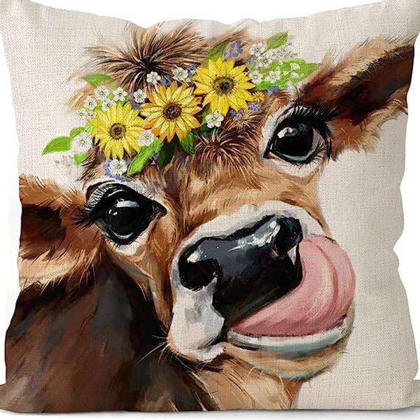 New Creative Cartoon Farmhouse Cow Animal Pillow Case Home Decoration Living Room Car Cushion