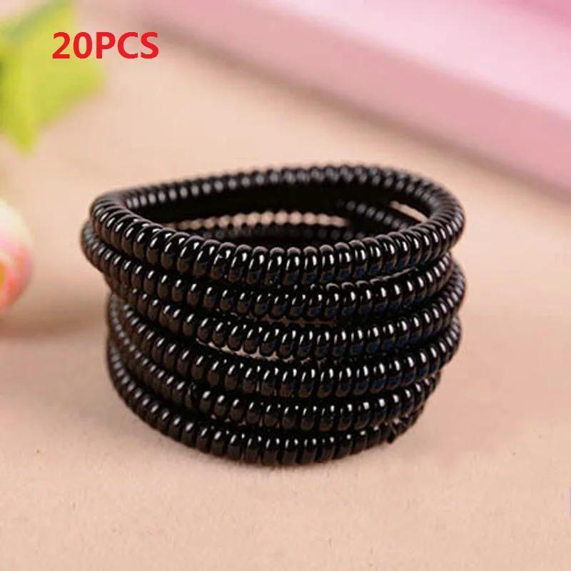 20 PCs Super Thin Elastic Hair Ropes Girl Rubber Telephone Wire Style Hair Ties Plastic Ropes Ponytail Holder Hair Accessories