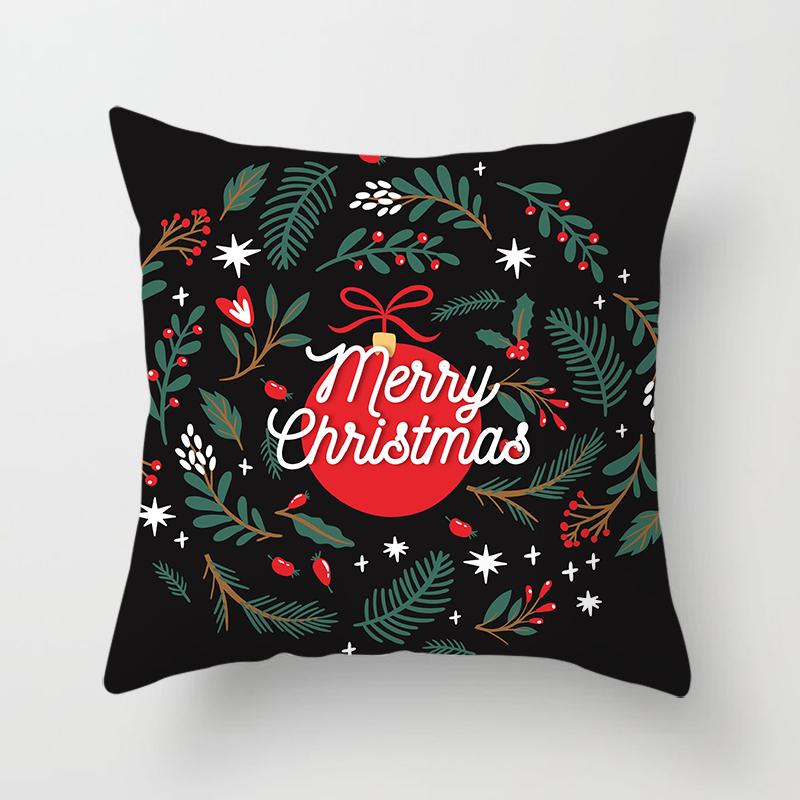 Creative Black and White Christmas Theme Pillowcase Holiday Gift Sofa Decoration Cushion Cover