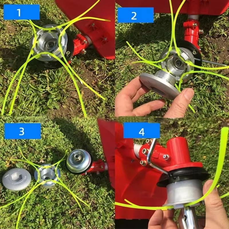 Universal Aluminum 1PCS Grass Trimmer Head with 4 Lines Brush Cutter Head Thread Nylon Grass Cutting Line Head for Lawn Mower