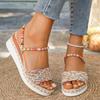Fashion 2025 Summer New Fashionable Sandals for Women,Bohemian Style Beach Fish Mouth Sandals Rainbow Colored Lightweight Casual Sandals