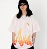 REBRENNER Oversized Heavyweight Skate Fire Half Sleeve White