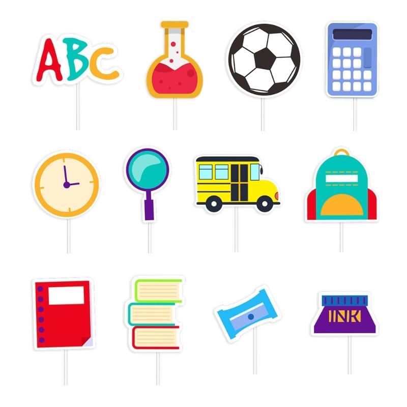 Festliche Fondant-Topper für den ersten Schultag 12 Stück Partyzubehör für Kinder Mädchen Jungen Geburtstag