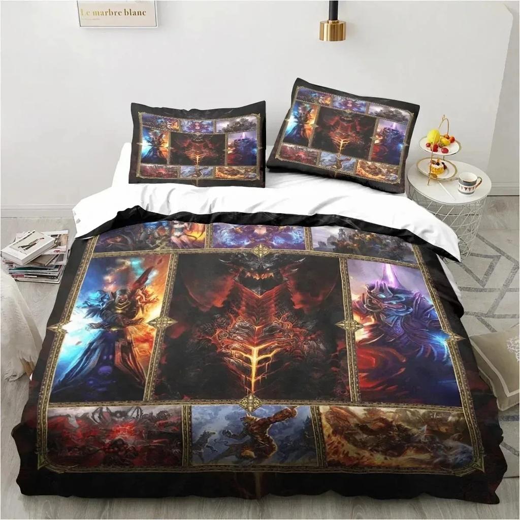 3D Printing World Warcraft Bedding Set Duvet Cover Quilt Pillowcase King Queen Size Boys Adult Gaming Theme