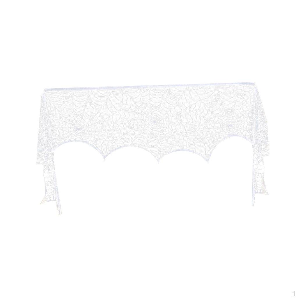 Creepy Halloween Mantel Scarf with Intricate Web Design