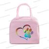 Colour Heart Cat Dog Paw Print Portable Lunch Bag Women Men Kids Food Thermal Box Multi-function Office Bento Insulated Handbag