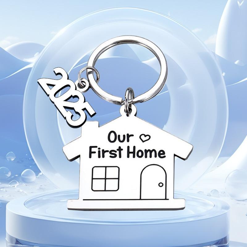 2025 Our First Home Key Ring Housewarming Keychain Stainless Steel Key Holder Personalized Metal Keyring Creative Key Chain Gift