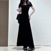 High-end black waist and thin tall a-word dress for children's summer new French temperament dress