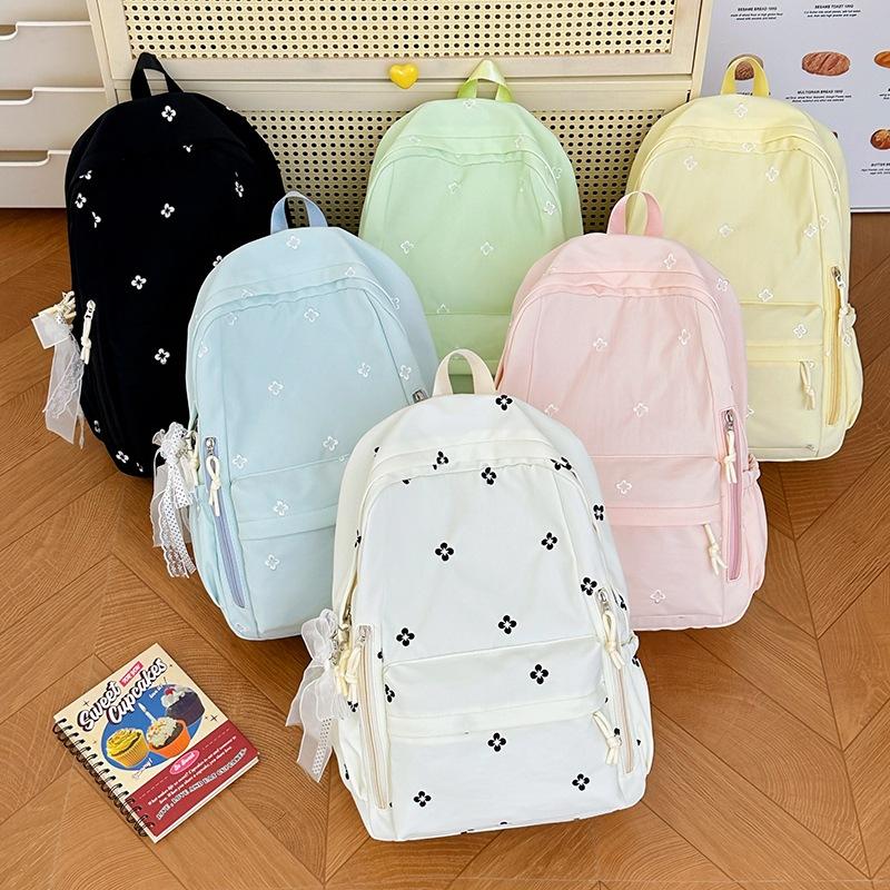Schoolbag Korean Ins Mori Sweet Backpack High Value College Style Embroidery Flower Middle School Student Schoolbag Women's Backpack