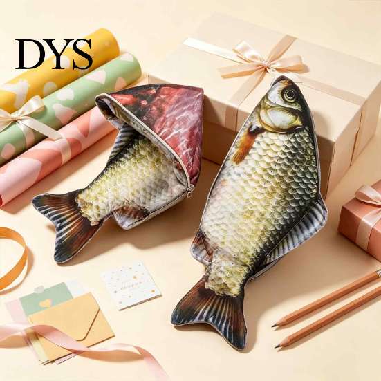 Lustiges Federmäppchen, Realistisches Karauschen-Mäppchen, 3D-Bionische Fischform, Fleckenresistenter Stoffbeutel, Große Kapazität Reißverschluss-Organizer,