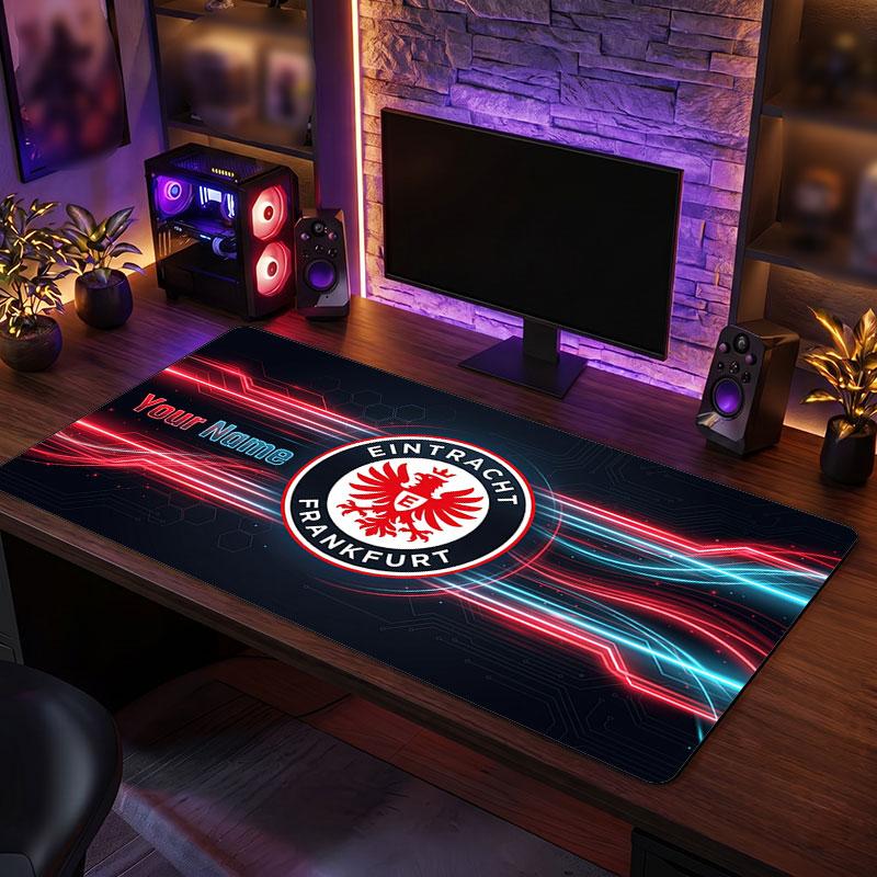 Eintracht Frankfurt Individuelles Großes Mauspade, Personalisierter Name Textdruck, Fußball Logo Rutschfeste Schreibtischmatte Gaming Geschenk