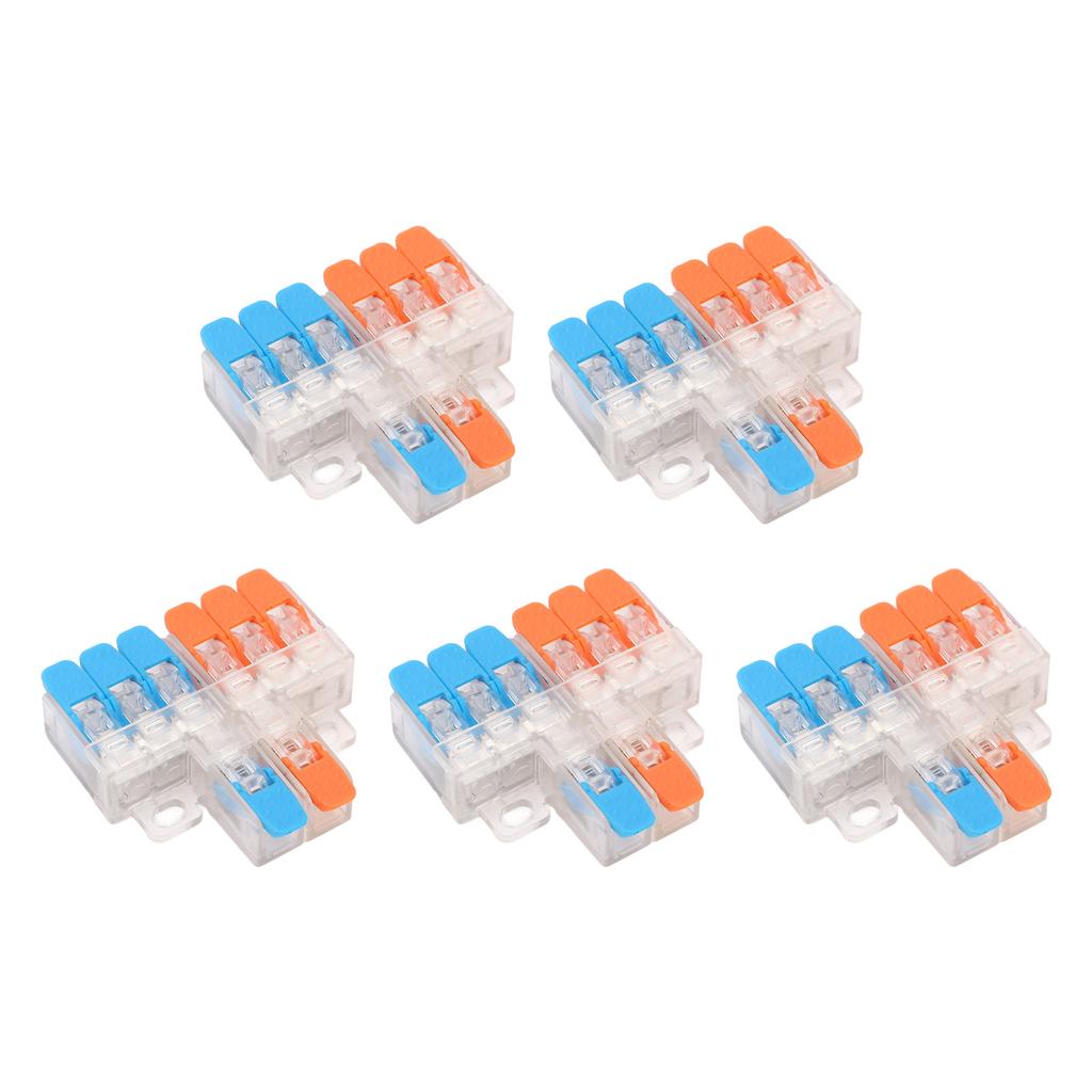 5Pcs 2 in 6 Out Wire Connector Copper Contact 0.5 to 6mm² Conductor Connector for Motor Machinery 41A 450V