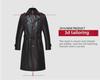 Men's Long Sheepskin Leather Winter Jacket with Velvet Lining, Windbreaker, Soft Leather Suit Collar