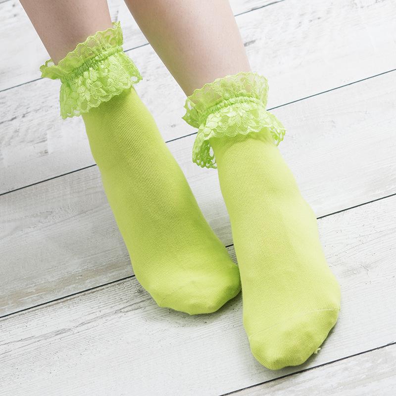 Vintage Lace Ruffle Frilly Ankle Socks  Spring New Fashion Ladies Girls Casual Sweet Solid Color Breathable Cotton Sock
