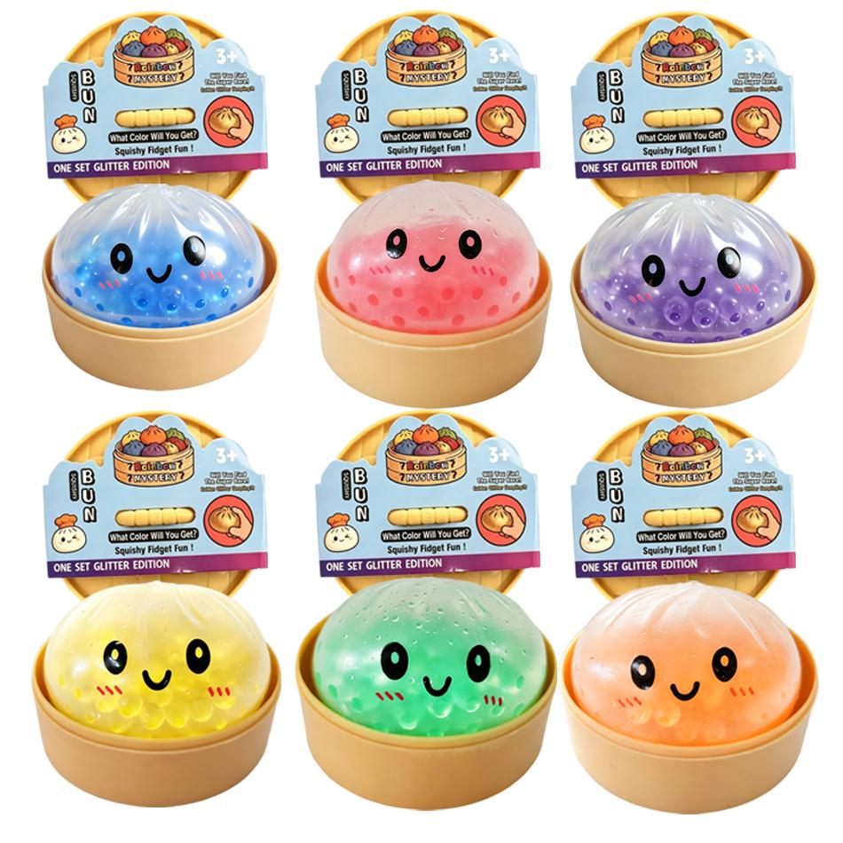 Box Big Dumpling Stress Ball With Steamer Colorful Squishy Bun Sensory Toy For Anxiety Relief Squeeze