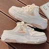 Summer half slippers women's 2025 new breathable thin mesh mesh shoes platform casual one-pedal lazy little white shoes