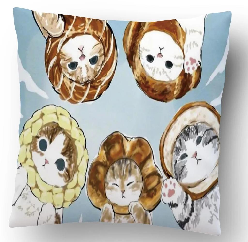 Cartoon Cat Decorative Pattern Pillowcase Office Living Room Home Pillowcase Car Ornaments