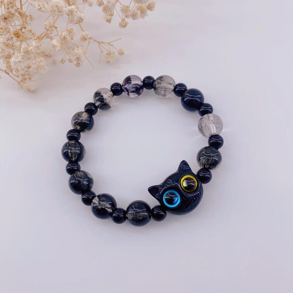 Sweet Cool Cat Unisex Beaded Bracelet - Niche Design Gift for Couples & Best Friends